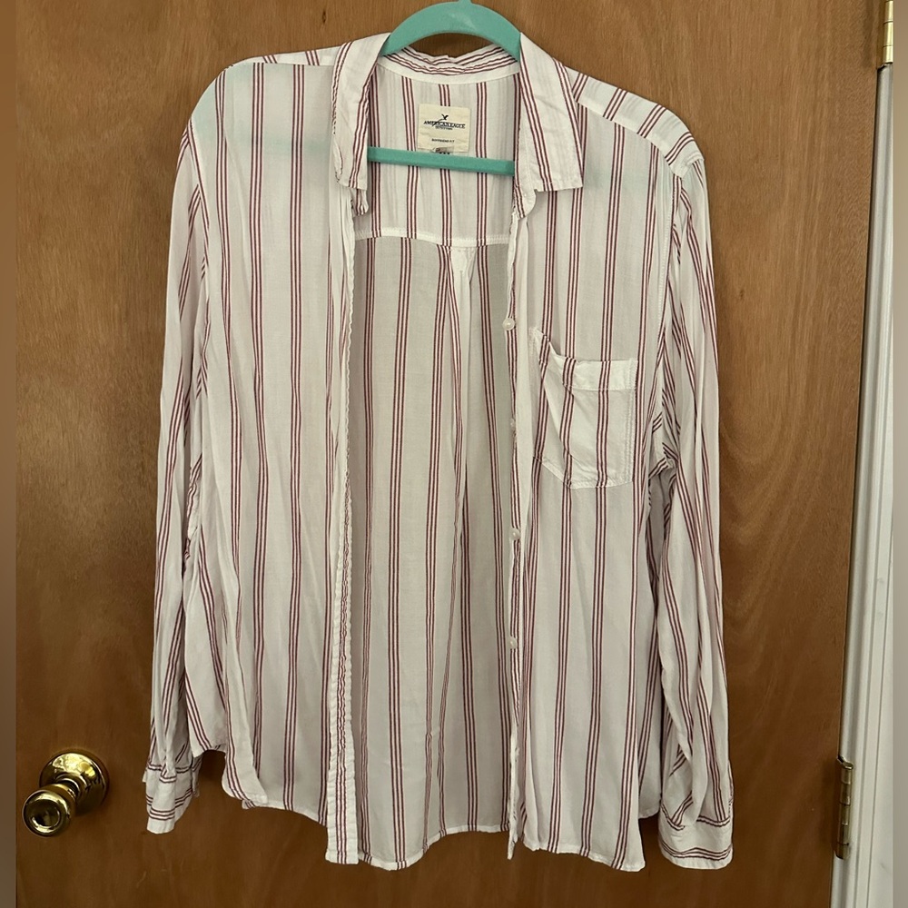 Women’s Striped Button Down Shirt, Size XXL